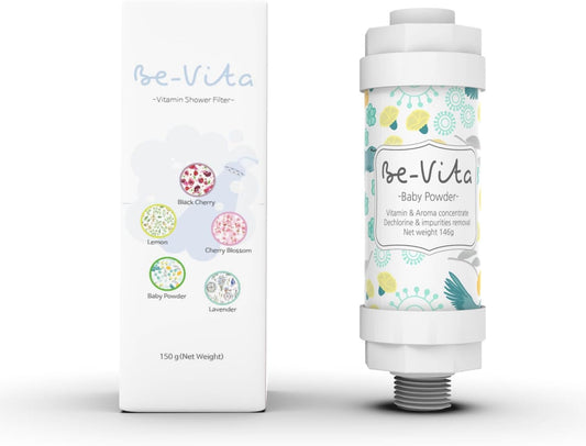 Be-Vita Korean Vitamin Shower Filter - Anti Hair Loss - Prevents Dry Skin - Chlorine Removal - Rust Removal (Baby Powder)