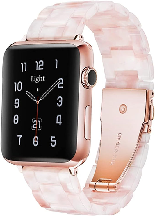 Light Compatible with Apple Watch Straps 41mm 40mm 38mm,Fashion Resin iWatch Sport Band for Apple Watch Series 9 Series 8 Series 7 Series 6 5 4 Series 3 2 1 iWatch SE(Flower Pink,41mm/40mm/38mm)