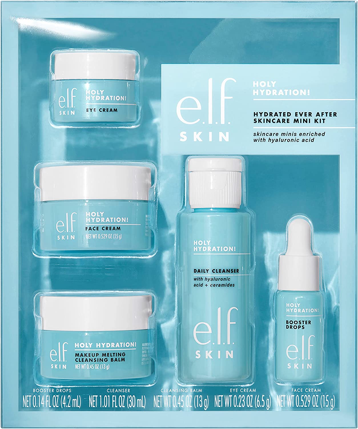 e.l.f. e.l.f.SKIN Hydrated Ever After Skincare Mini Kit, Cleanser, Makeup Remover, Moisturizer & Eye Cream